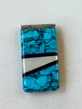 Load image into Gallery viewer, Turquoise and Mother of Pearl Inlay Money Clip