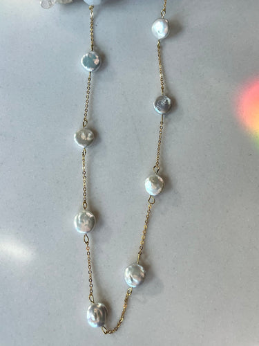 Gold Pearl Long Necklace