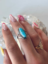 Load image into Gallery viewer, Size 8.5 Genuine Turquoise Sterling Silver Ring