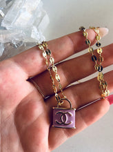 Load image into Gallery viewer, Gold Vintage Channel Purple Lock Necklace