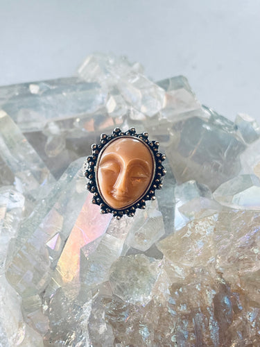 Size 9 Sterling Silver Face Ring