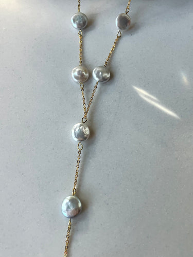 Gold Pearl Drop Necklace