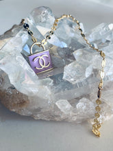 Load image into Gallery viewer, Gold Vintage Channel Purple Lock Necklace