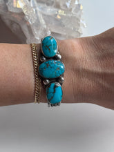 Load image into Gallery viewer, Sterling Silver Turquoise 3 Stone Cuff