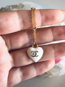 Gold Vintage Channel Heart Necklace