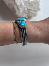 Load image into Gallery viewer, Sterling Silver Turquoise 3 Stone Cuff