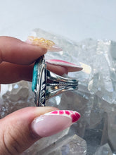 Load image into Gallery viewer, Size 8 Genuine Turquoise Sterling Silver Feather Ring