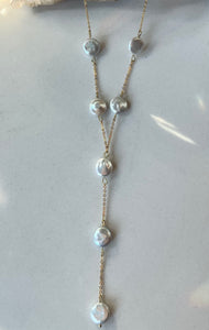 Gold Pearl Drop Necklace