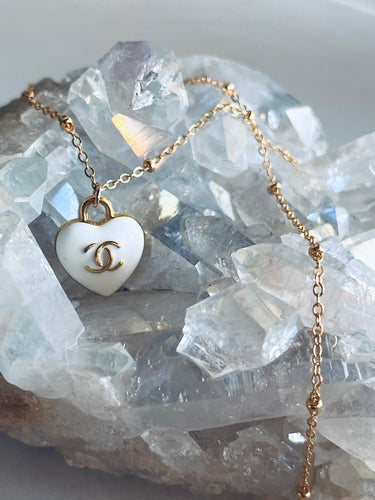 Gold Vintage Channel Heart Necklace