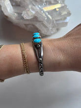 Load image into Gallery viewer, Sterling Silver Turquoise 3 Stone Cuff