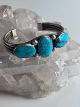 Load image into Gallery viewer, Sterling Silver Turquoise 3 Stone Cuff