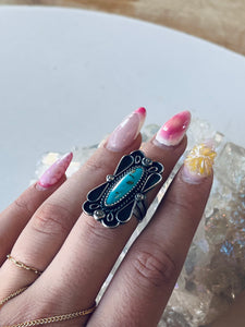 Size 6 Genuine Turquoise Sterling Silver Ring
