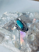 Load image into Gallery viewer, Size 8 Genuine Turquoise Sterling Silver Feather Ring