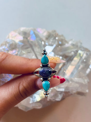 Size 8.5 Three Stone Sterling Silver Ring