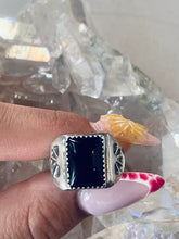 Load image into Gallery viewer, Size 8.5 Onyx Sterling Silver Ring