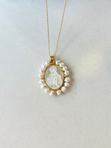 Jesus Pearl Pendant Necklace