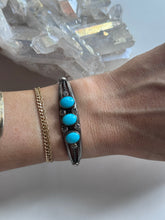 Load image into Gallery viewer, Sterling Silver Turquoise 3 Stone Cuff