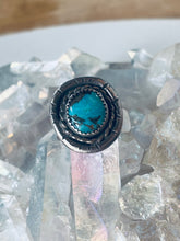 Load image into Gallery viewer, Size 8 Genuine Turquoise Sterling Silver Circle Ring