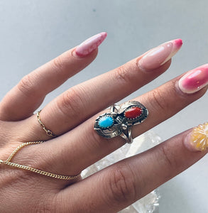 Size 8 Double Stone Sterling Silver Ring