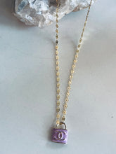 Load image into Gallery viewer, Gold Vintage Channel Purple Lock Necklace