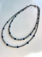 Load image into Gallery viewer, Blue Lapaz and Navajo Pearl Beaded Necklace