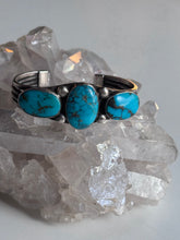 Load image into Gallery viewer, Sterling Silver Turquoise 3 Stone Cuff