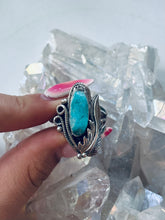 Load image into Gallery viewer, Size 8 Genuine Turquoise Sterling Silver Feather Ring