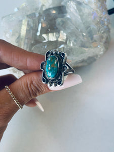 Size 8 Vintage Turquoise and Sterling Ring