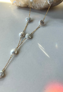 Gold Pearl Drop Necklace