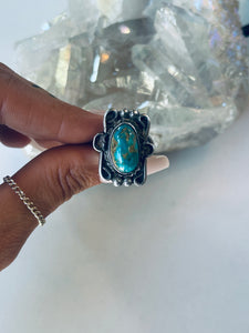 Size 8 Vintage Turquoise and Sterling Ring