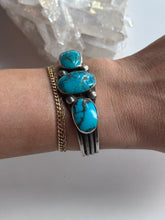 Load image into Gallery viewer, Sterling Silver Turquoise 3 Stone Cuff