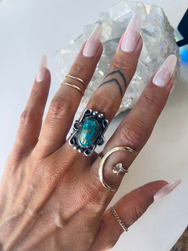 Size 8 Vintage Turquoise and Sterling Ring