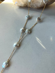 Gold Pearl Drop Necklace