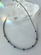 Load image into Gallery viewer, Blue Lapaz and Navajo Pearl Beaded Necklace