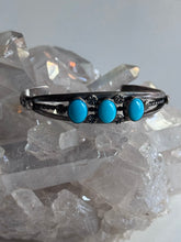 Load image into Gallery viewer, Sterling Silver Turquoise 3 Stone Cuff