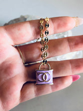 Load image into Gallery viewer, Gold Vintage Channel Purple Lock Necklace