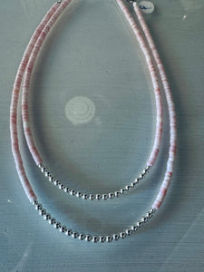 Pink Conch and Sterling Necklace 16”