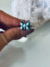 Load image into Gallery viewer, Size 8 Vintage Turquoise Butterfly Ring