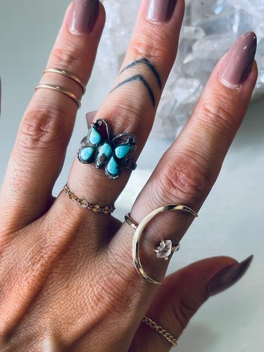 Size 8 Vintage Turquoise Butterfly Ring
