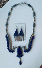 Load image into Gallery viewer, Lapis Necklace and Earrings Set