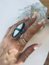 Load image into Gallery viewer, Size 8 Mother of Pearl and Turquoise Inlay Ring