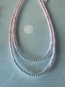 Pink Conch and Sterling Necklace 16”