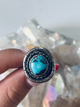 Load image into Gallery viewer, Size 8 Genuine Turquoise Sterling Silver Circle Ring