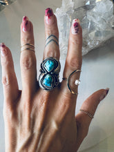Load image into Gallery viewer, Size 9.5 Double Nugget Sterling and Turquoise Ring