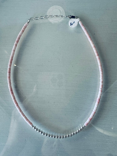 Pink Conch and Sterling Necklace 16”