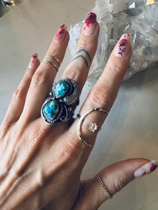 Size 9.5 Double Nugget Sterling and Turquoise Ring