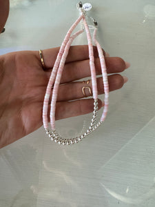 Pink Conch and Sterling Necklace 16”