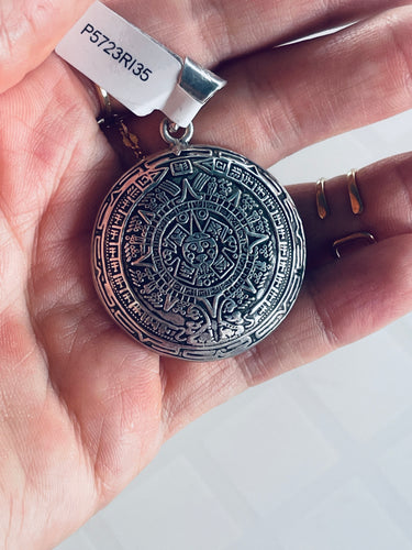 Mexican Aztec Calendar 925 Pendant