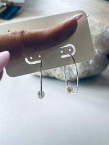 Pearl Silver Hoops