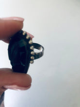 Load image into Gallery viewer, Sterling Silver and Genuine Onyx Carved Mask Ring